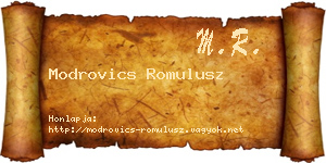 Modrovics Romulusz névjegykártya